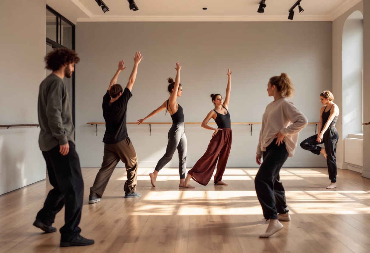 image of group of dancers rehearsing in a studio